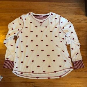 PJ Salvage Fleece PJ Top with lips